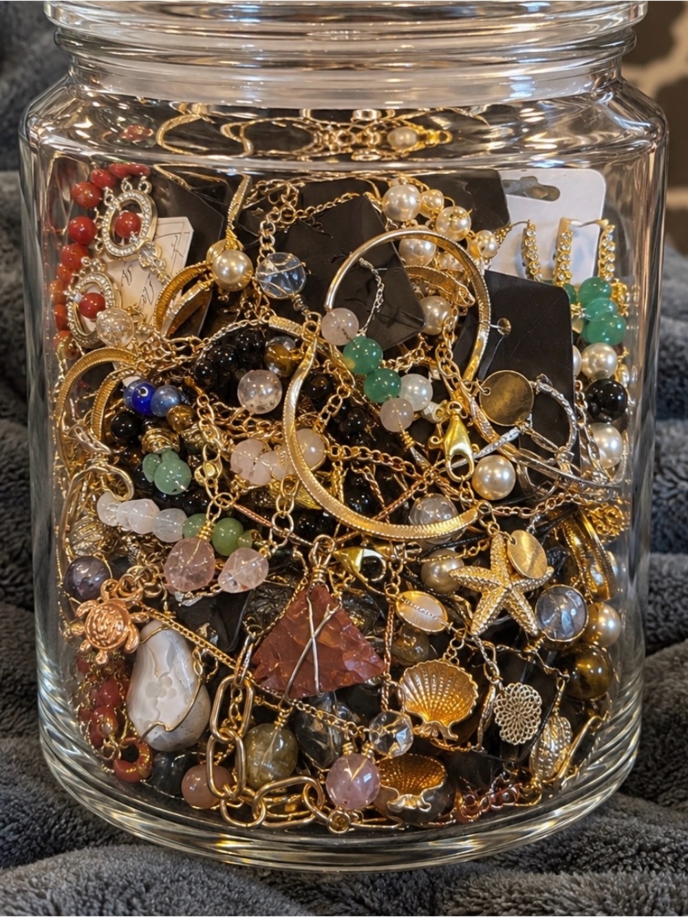Multi-Color Gemstone Charm Collection Jar